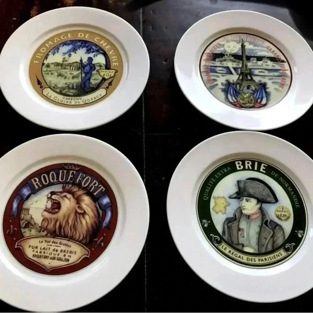 Restoration Hardware 2002 Set of 4 Cheese Salad Luncheon Dessert Plates